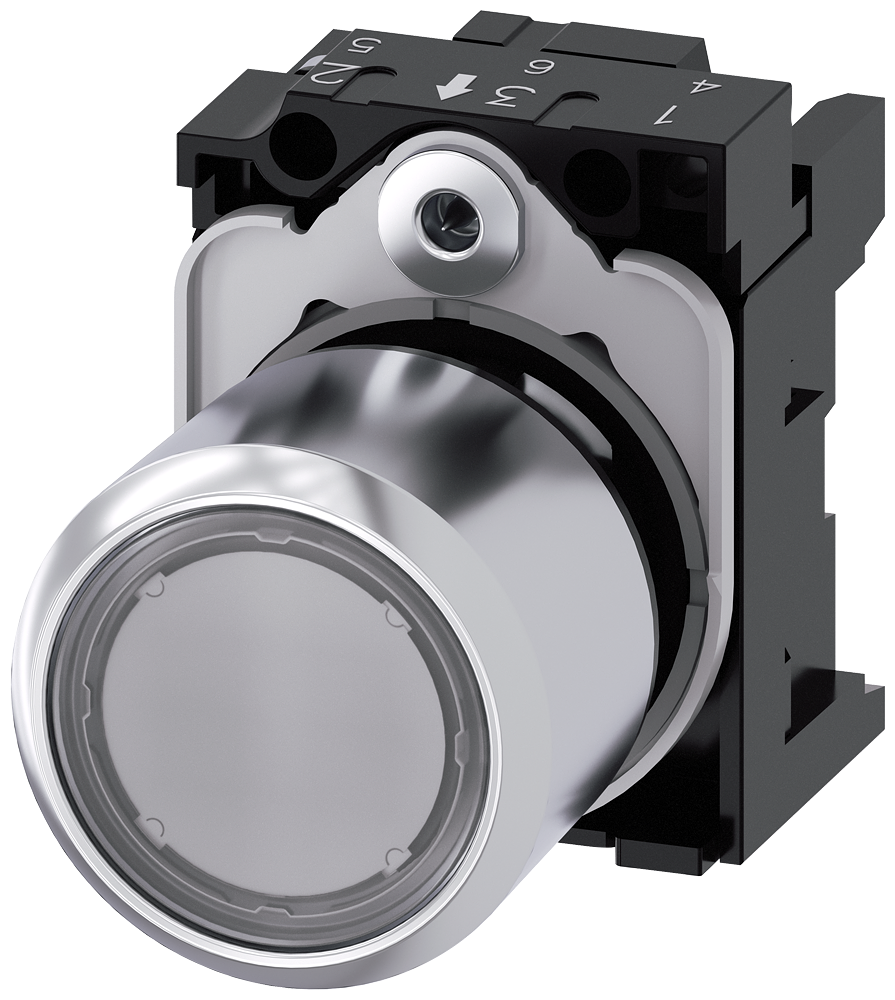 BOTÃO COMPACTO COM CURSO PROLONGADO (12 MM) 22 MM REDONDO METAL TRANSPA 3SU12510EB700AA0-ZY10 SIEMENS