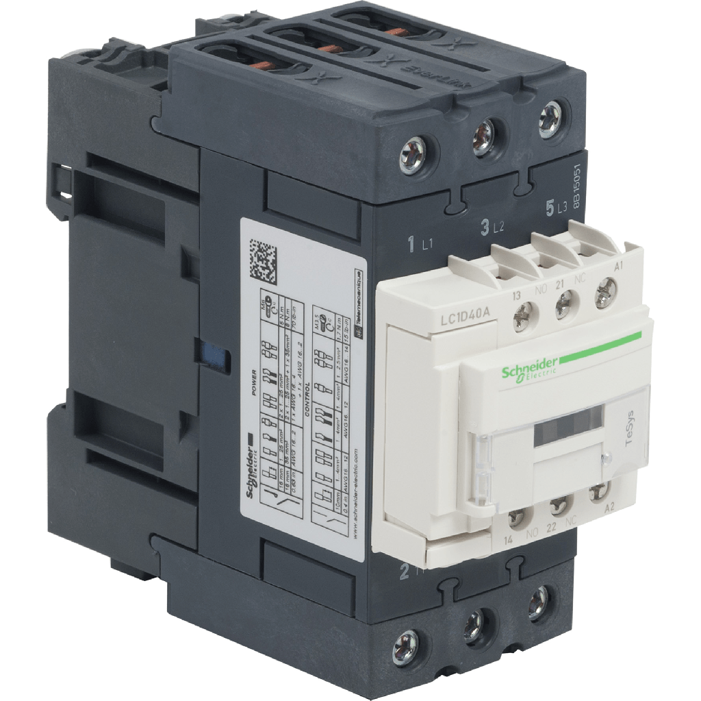 [Imagem CONTATOR TRIPOLAR TESYS D EVERLINK 40A 1NA+1NF 110VCA LC1D40AF7 SCHNEIDER]