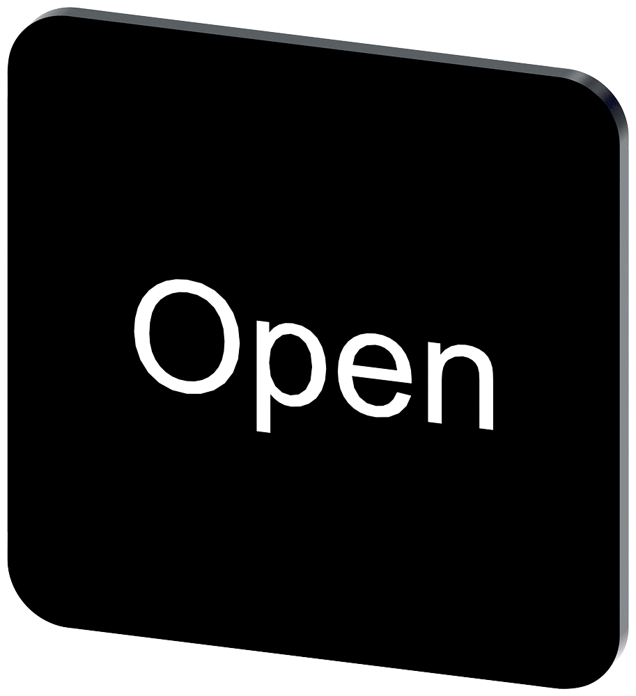 [Imagem do produto PLACA DE IDENTIFICAÇÃO 22X22MM, PLACA PRETO, INSCRIÇÃO: OPEN 3SU19000AF160DW0 SIEMENS]