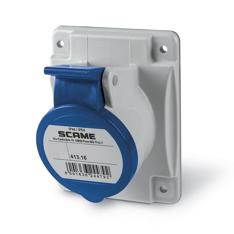 [Imagem do produto TOMADA INDUSTRIAL 2P+T IP44 16A 6H 200-250V 413.1663F SCAME]