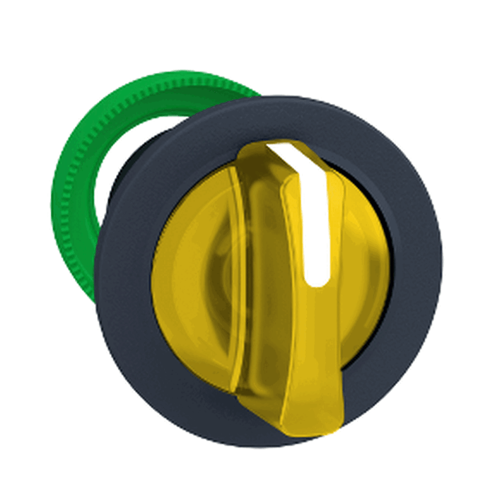 [Imagem CABEÇOTE PARA CHAVE SELETORA LUMINOSA FACEADA Ø30MM PLÁSTICO 3 POSIÇÕES RETORNO POR MOLA AMARELO ZB5FK1583 SCHNEIDER]