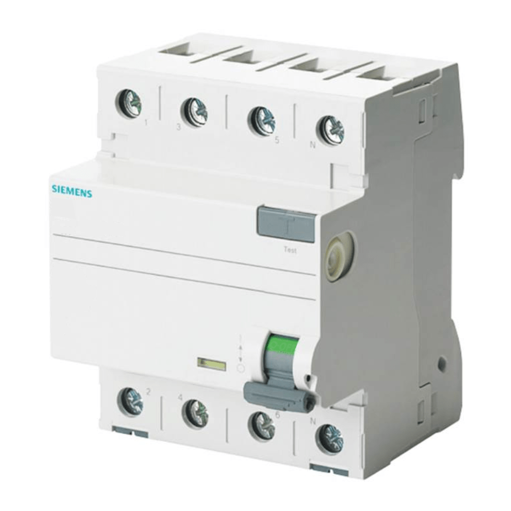 [Imagem do produto DISJUNTOR DE CORRENTE DE FUGA, DE 4 POLOS, TIPO CA, IN: 40 A, 30 MA, UN CA: 4 5SV53440MB SIEMENS]