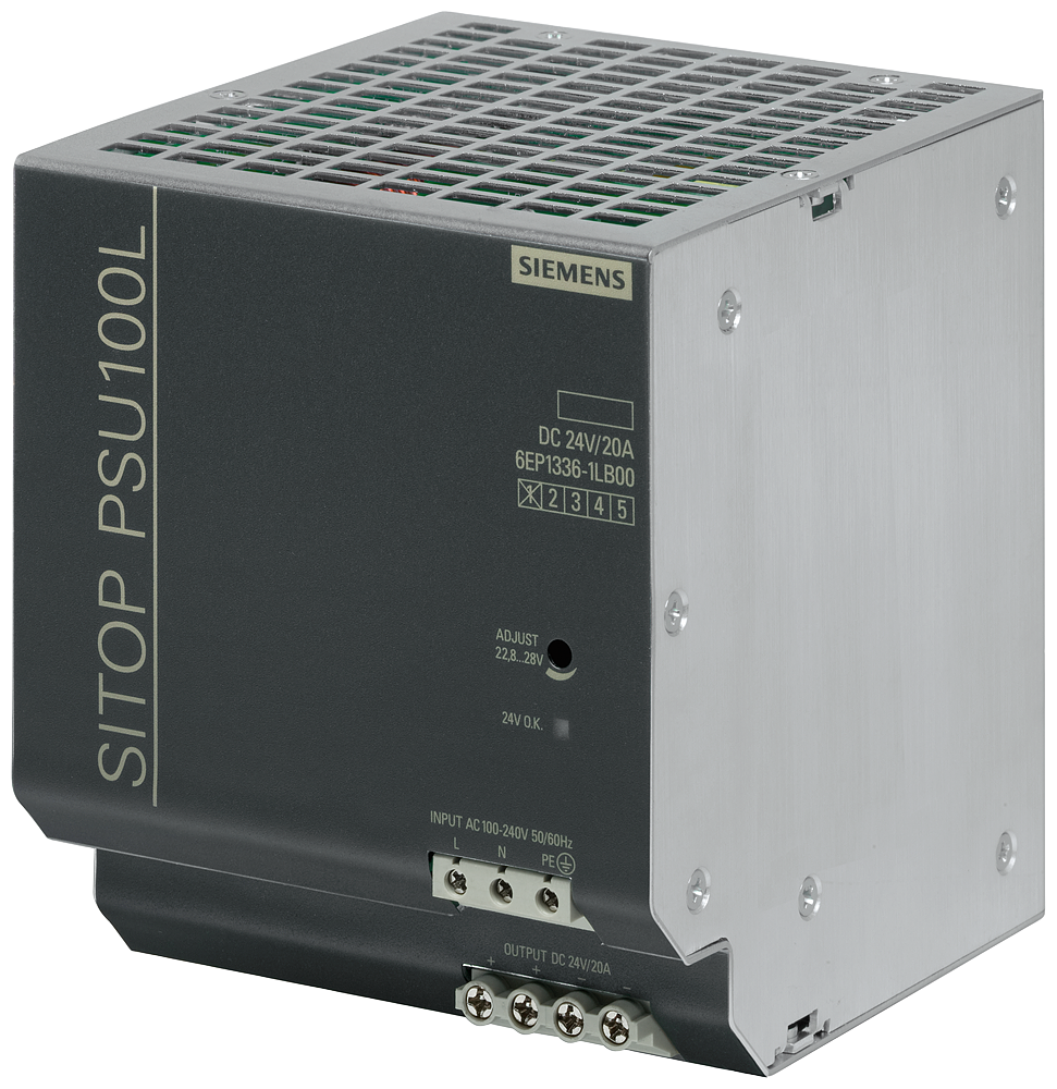 [Imagem SITOP PSU100L ENTRADA 100/240V SAÍDA 24V/20A 6EP13361LB00 SIEMENS]