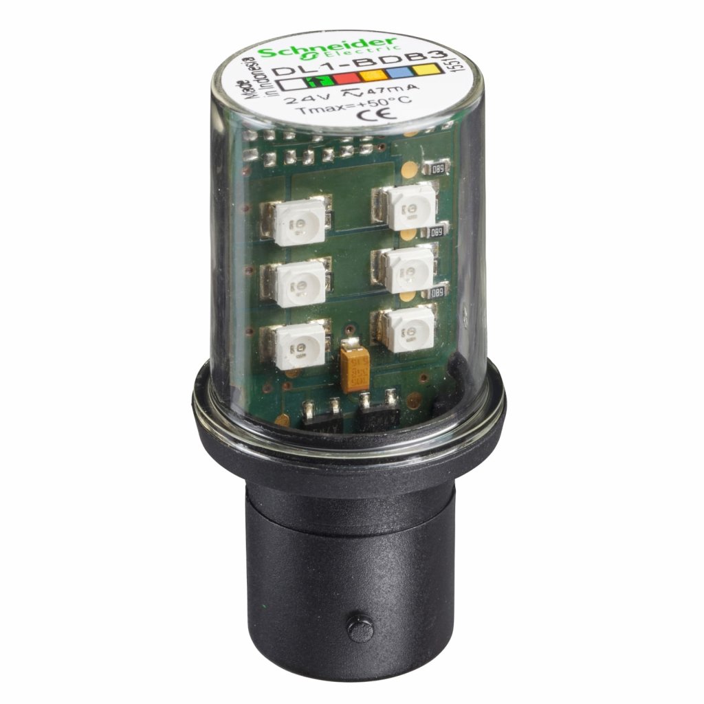 [Imagem LAMPADA LED PARA BASE BA15D 24V VERDE DL1BDB3 SCHNEIDER]