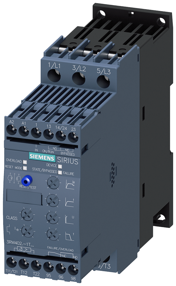 CHAVE DE PARTIDA SUAVE S0 38A 22KW/500V 40 GRAUS 400-600V CA 24V C 3RW40281TB05 SIEMENS