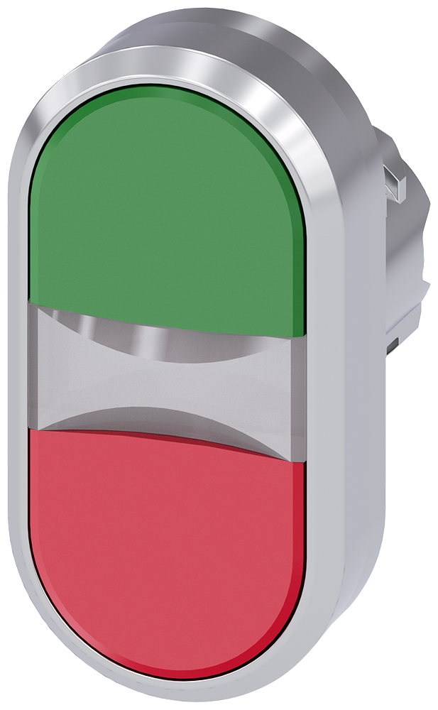 TECLA DUPLA ILUMINADA 22 MM REDONDO METAL DE ALTO BRILHO VERDE VERMELHO 3SU10513AB420AA0-ZX90 SIEMENS
