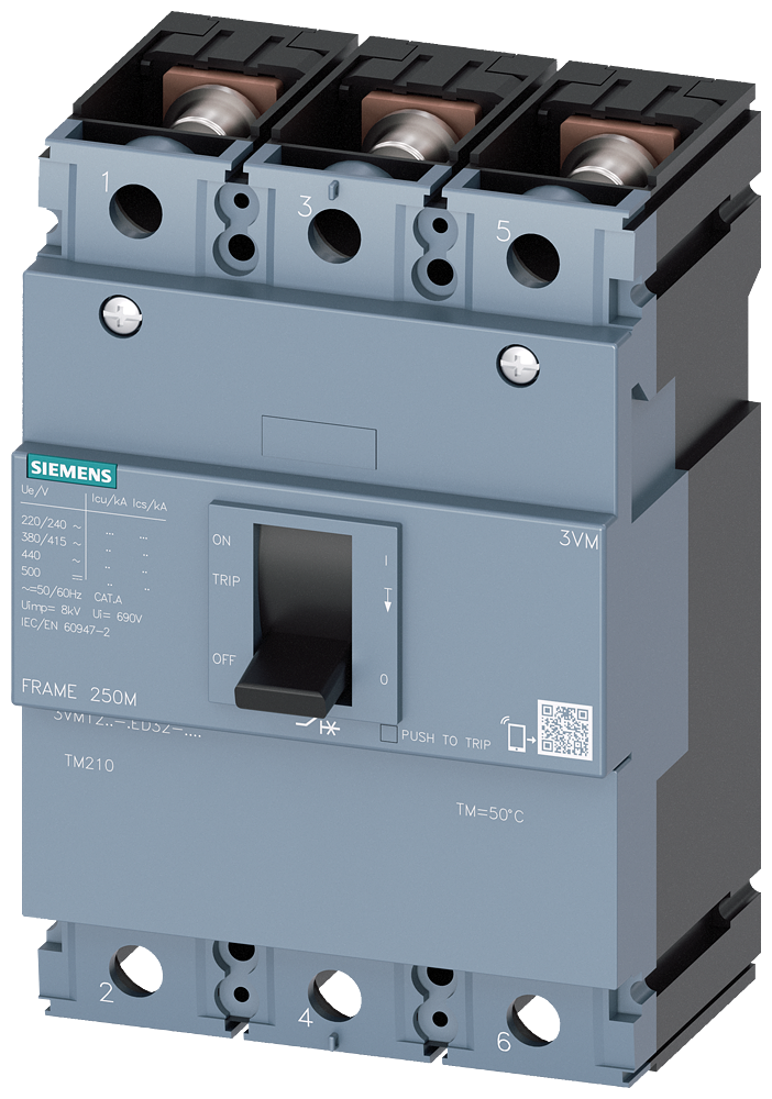 [Imagem DISJUNTOR 3VM1 IEC FRAME 250 36KA 3VM12254ED320AA0 SIEMENS]