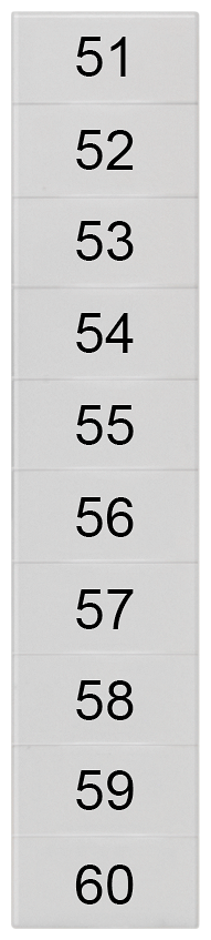 PLACA DE DESIGNAÇÃO, FRENTE, COM 51-60, HORIZONTAL, LARGURA DOS TERMINAIS: 5, 8WH81402AB55 SIEMENS