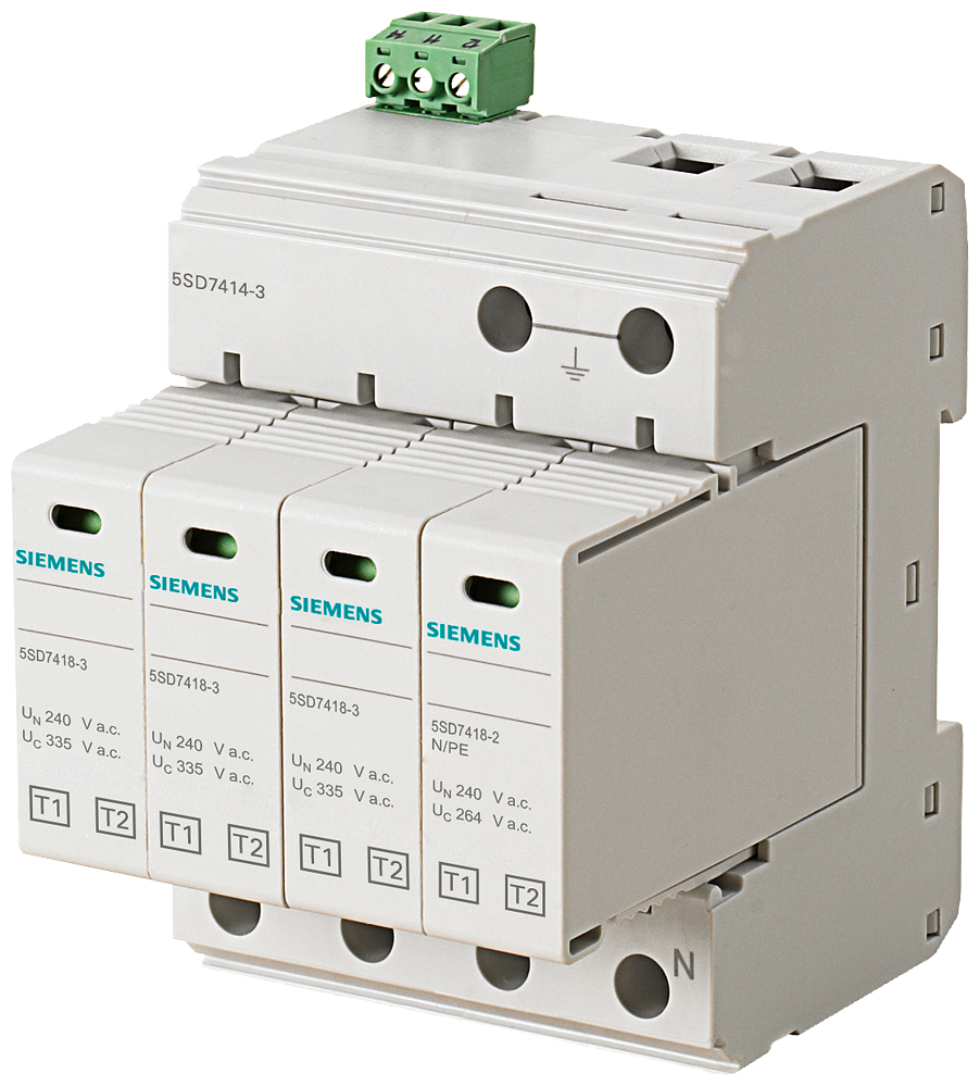 [Imagem PARA-RAIOS T1/T2, UN 240/400V, UC 335/264V CA, MÓDULOS DE PROTEÇÃO 5SD74143 SIEMENS]