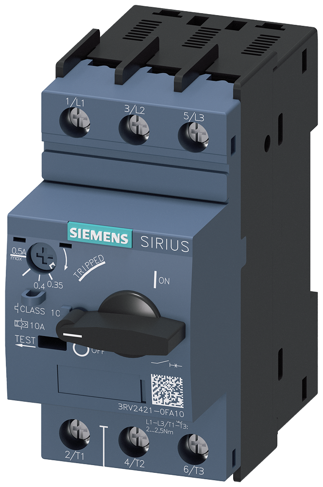 DISJUNTOR S0 PARA PROTEÇÃO DO TRANSFORMADOR DISJUNTOR A 0,35-0,5A DISJUNT 3RV24210FA10 SIEMENS