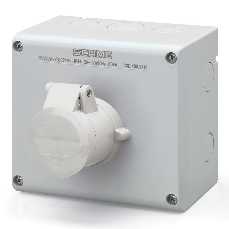 [Imagem do produto TOMADA DE EMBUTIR INTERTRAVAMENTO 32A 2P 12H IP44 40-50V 500.2621 SCAME]