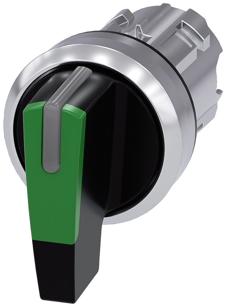 [Imagem do produto INTERRUPTOR COM MANÍPULO, ILUMINÁVEL, 22MM, REDONDO, METAL, ALTO BRILHO, VERDE: 3SU10522CM400AA0 SIEMENS]