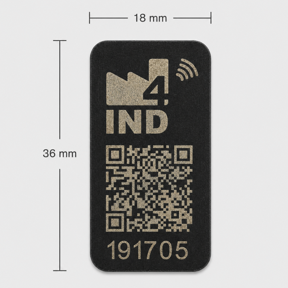 SLOT DE MAPEAMENTO ETIQUETA QR CODE E NFC ANTICORROSIVA 150 GRAUS 18X36MM PRETA DIGI4IND