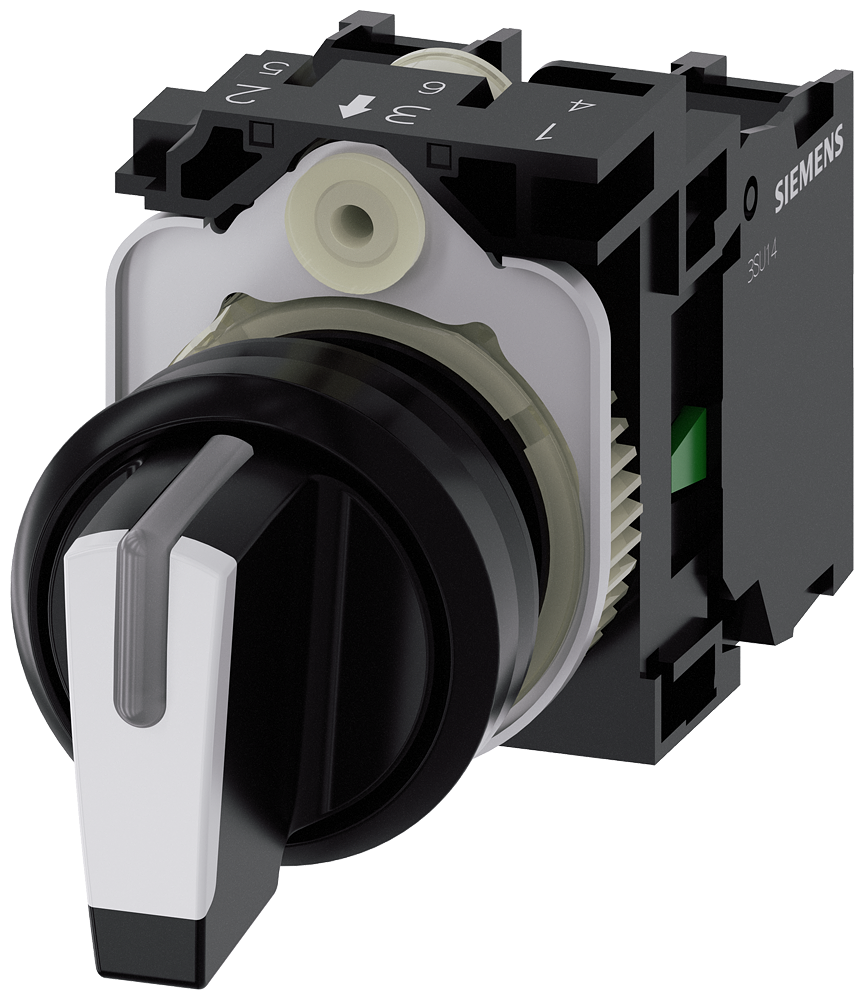 [Imagem INTERRUPTOR COM MANÍPULO ILUMINÁVEL 22MM REDONDO PLÁSTICO PRETO/BRANCO 3SU11002BM601NA0 SIEMENS]
