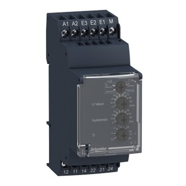 [Imagem RELÉ DE CONTROLE E MEDIÇÃO MONOFÁSICO MULTIFUNÇÃO 2NAF 5A 15/600VCA/CC 24/240VCA/CC RM35UA13MW SCHNEIDER]