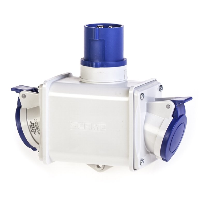 [Imagem do produto ADAPTADOR 2 TOMADAS 2P+T 220V IP44 600.1623 SCAME]