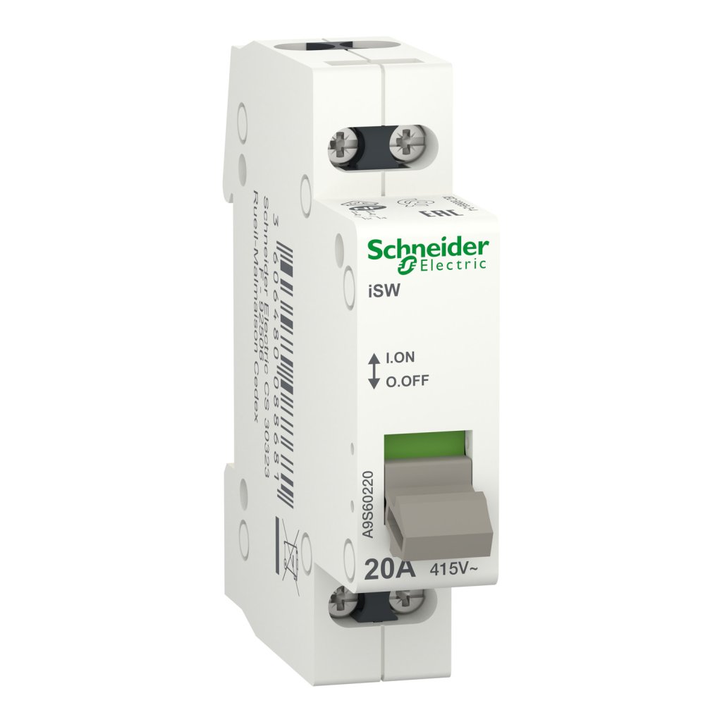 [Imagem do produto INTERRUPTOR SECCIONADOR ACTI9 ISW 2 POLES 20 A 415V A9S60220 SCHNEIDER]