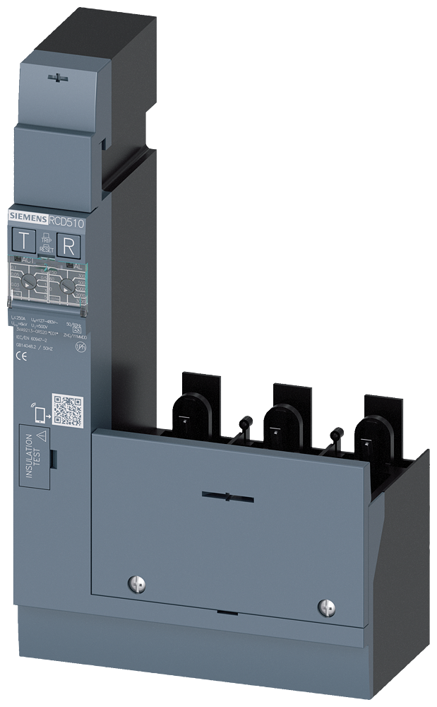 [Imagem UNIDADE DE CORRENTE RESIDUAL RCD510 BASIC RCD TIPO A MONTADA EMBAIXO 3VA92130RS20 SIEMENS]