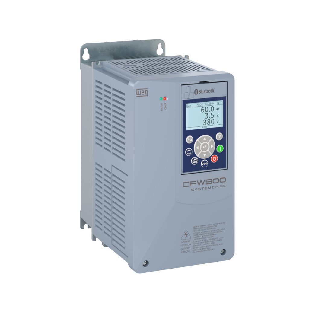 INVERSOR DE FREQUÊNCIA TRIFÁSICO 6,5A 380/480V 14326310 CFW900A06P5T4DB20Y2B WEG