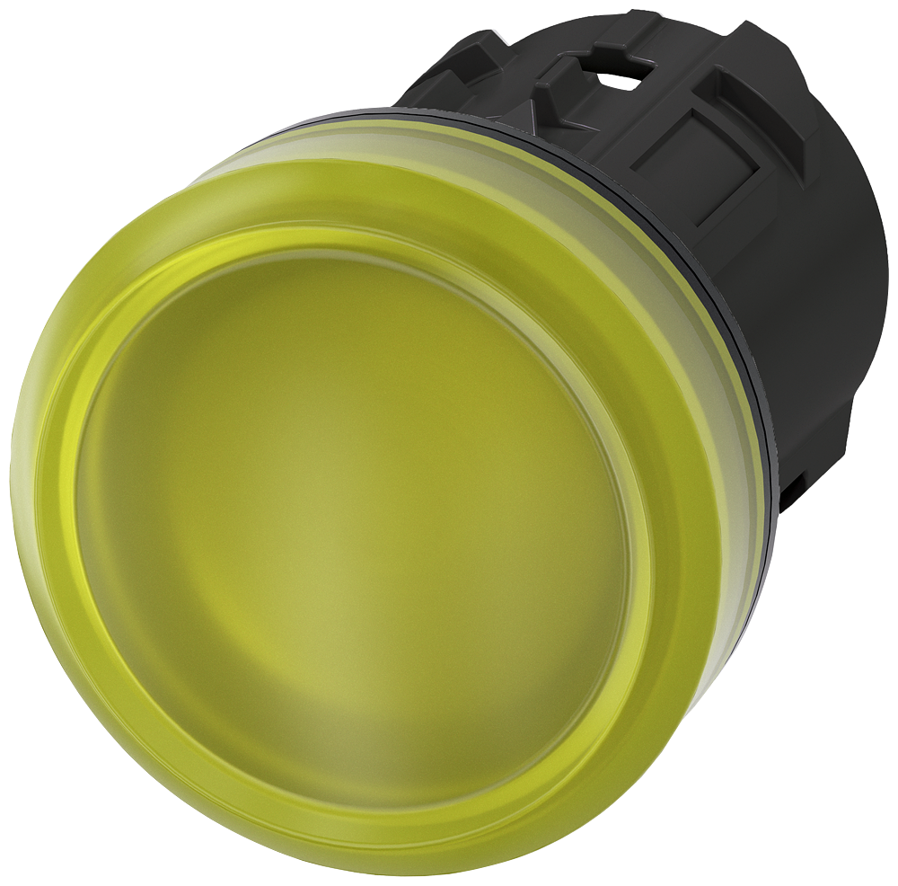 [Imagem SINALIZADOR LUMINOSO 22MM REDONDO PLÁSTICO AMARELO LENTE PLANO 3SU10016AA300AA0 SIEMENS]