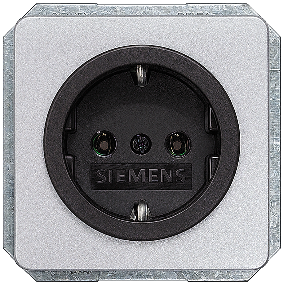 TOMADA SCHUKO PRATA COM CÉLULA PRETA 5UB1463 SIEMENS
