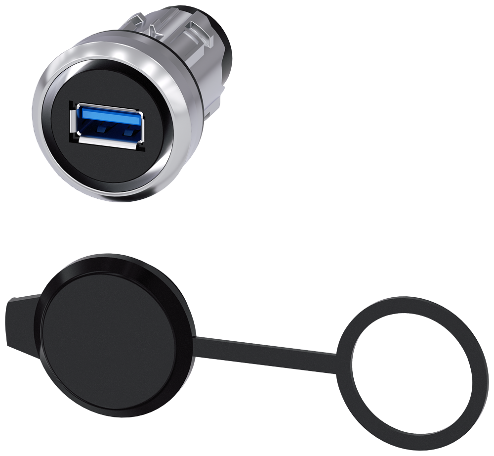 [Imagem do produto CONEXÃO USB, 22MM, METAL DE ALTO BRILHO, PRATEADO 3SU19500GA800AA0 SIEMENS]