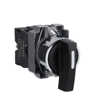 [Imagem EASY HARMONY XB2 SELECTOR SWITCH METAL BLACK Ø22 LONG HANDLE 3 POSITIONS STAY PUT 2 NO XB2BJ33C SCHNEIDER]