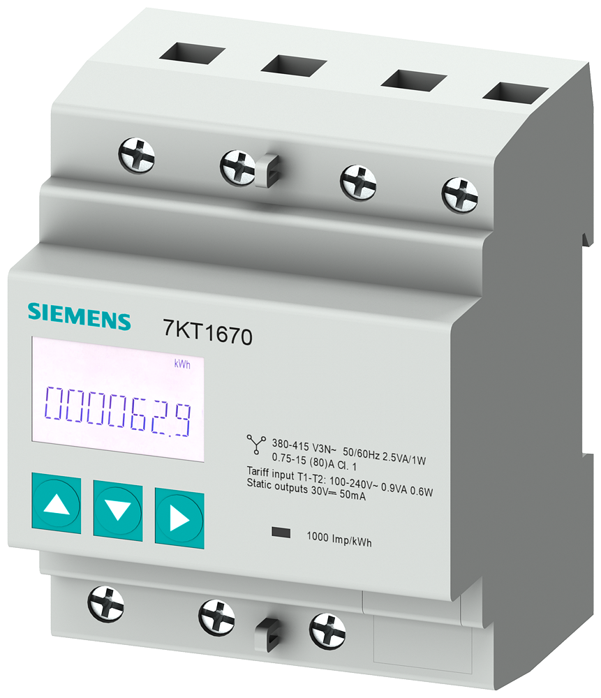 INSTRUMENTO DE MEDIÇÃO SENTRON 7KT PAC1600 TRIFÁSICO 80 A TRILHO DIN S0 7KT1670 SIEMENS