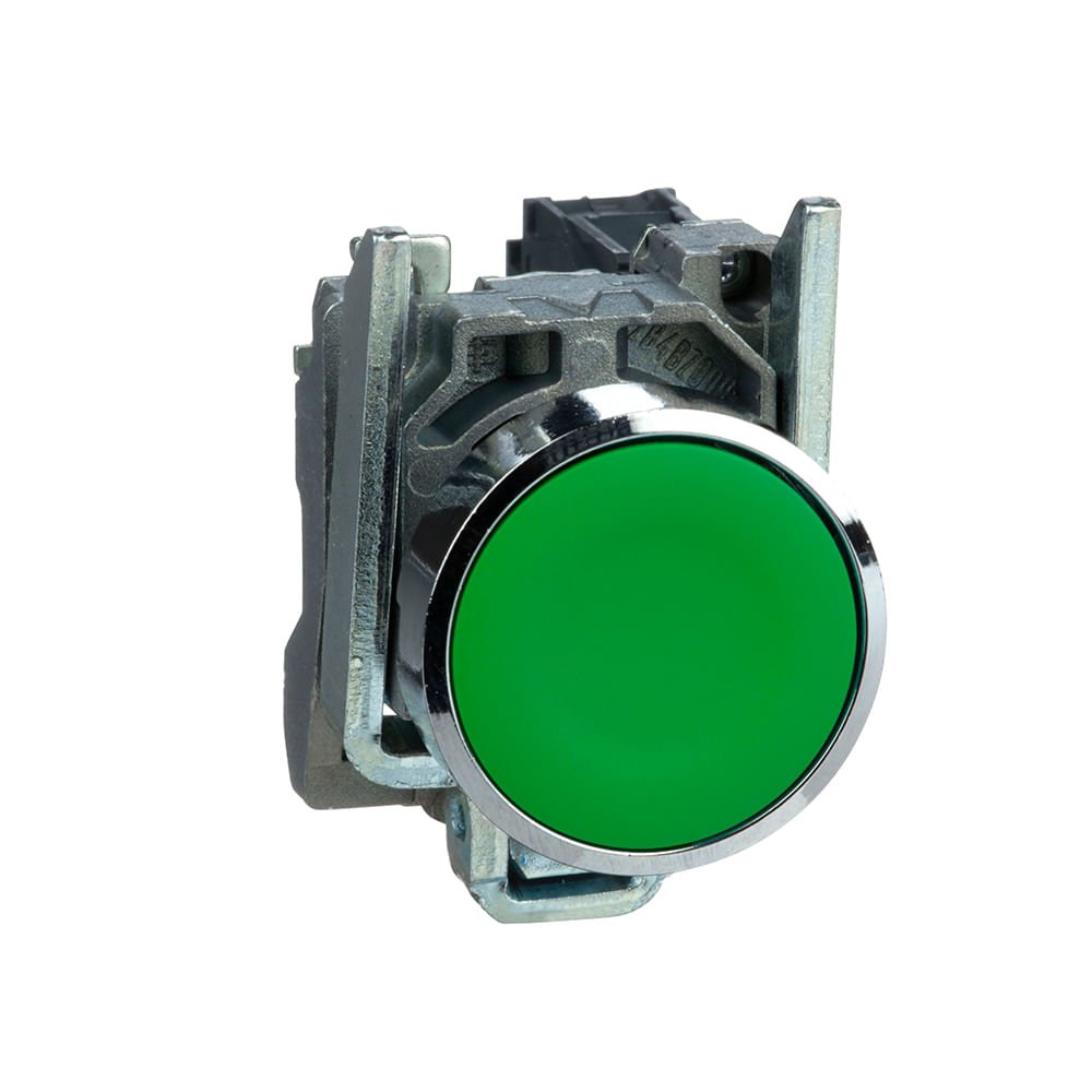 [Imagem BOTÃO 22MM METÁLICO RETORNO POR MOLA VERDE XB4BA31 SCHNEIDER]