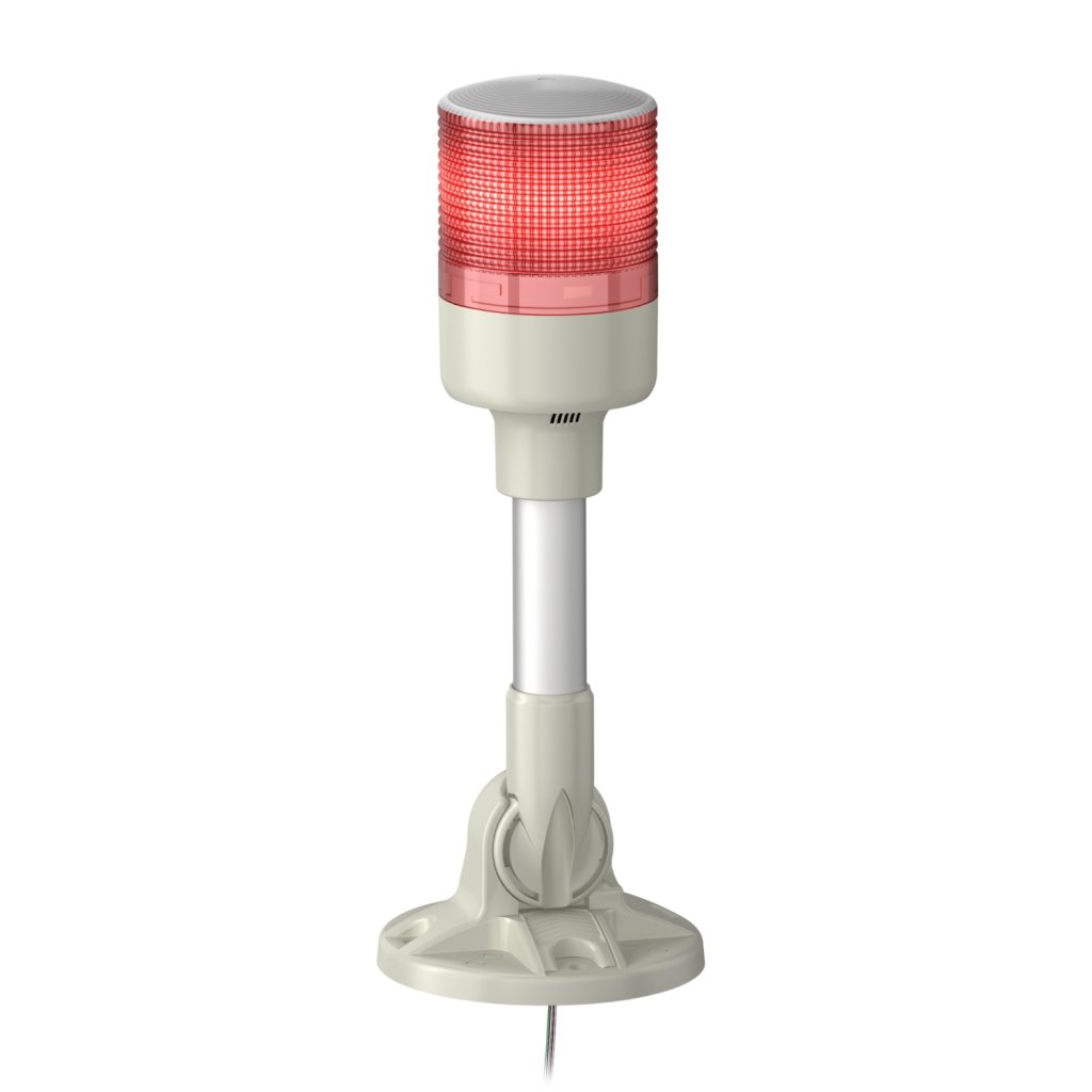 [Imagem COLUNA LUMINOSA Ø60MM PRÉ MONTADA BUZZER LED VERMELHO 24VCA/CC TUBO DE MONTAGEM EM ALUMÍNIO COM SUPORTE DOBRÁVEL XVGB1SMA SCHNEIDER]