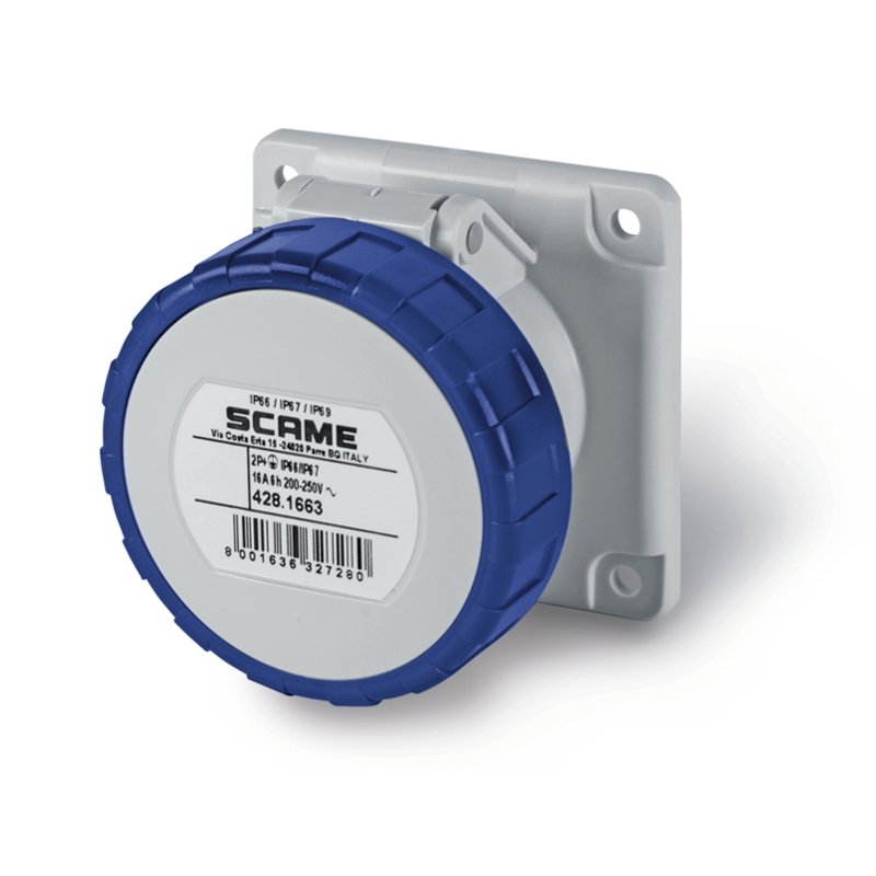 [Imagem do produto TOMADA DE EMBUTIR IP66/IP67 2P+T 16A 6H 428.1663 SCAME]