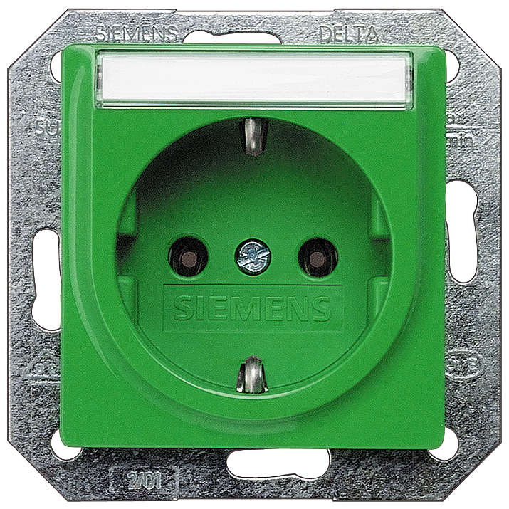 TOMADA SCHUKO COM CAMPO DE INSCRIÇÃO VERDE 5UB1537 SIEMENS