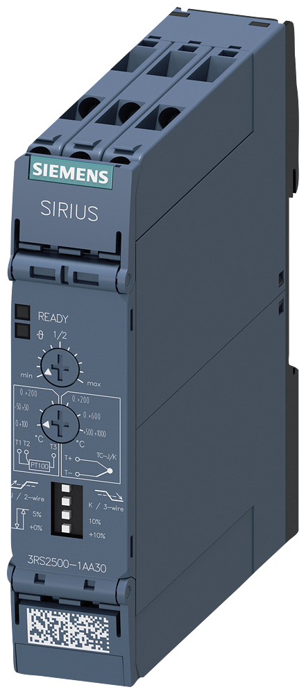 [Imagem RELÉ DE TEMPERATURA, PT100, ELEMENTO TÉRMICO J, K, AC/DC 24 V, 1 W, LIGAÇÃO C 3RS25001AA30 SIEMENS]