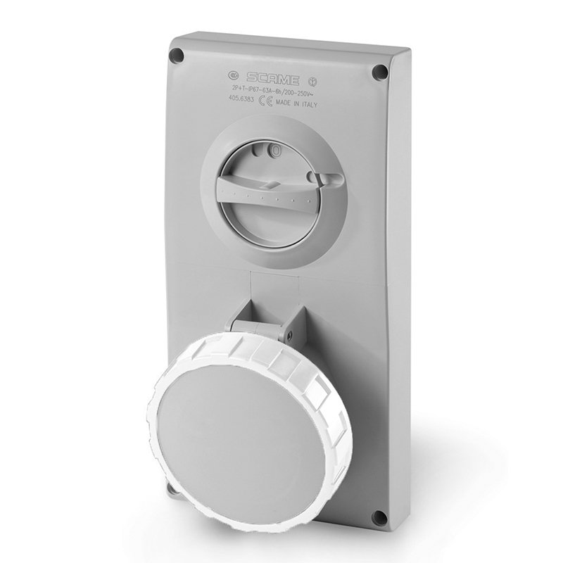 [Imagem TOMADA DE EMBUTIR OMNIA 63A 2P+E 12H IP67 405.63833 SCAME]