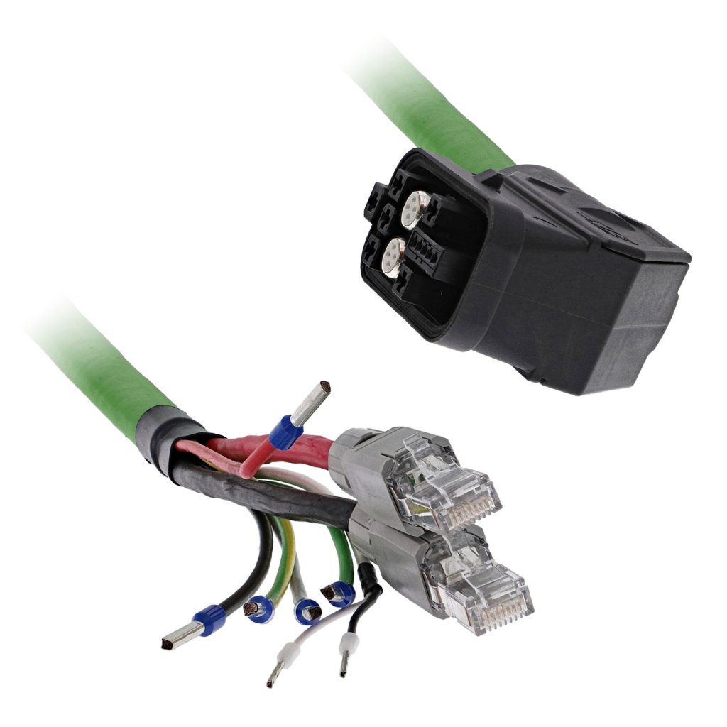 [Imagem CABO DE POTÊNCIA LEXIUM 62 / ADAPTADOR HCN 2 CONECTORES D1 / PONTA LIVRE 2 METROS VW3E1161R020 SCHNEIDER]