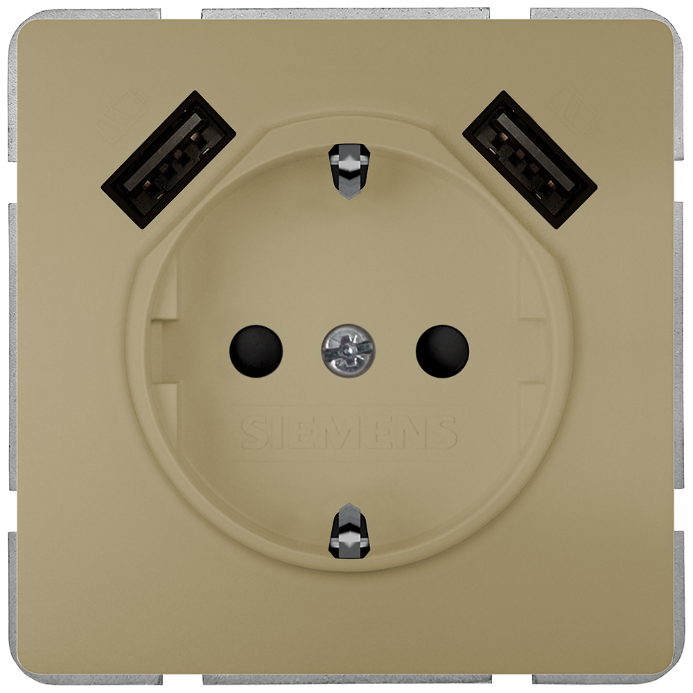 TOMADA SCHUKO COM CARREGADOR USB DUPLO DOURADO 5UB18700MG01 SIEMENS