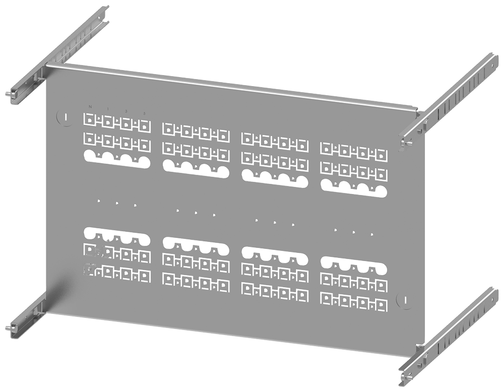 PLACA DE MONTAGEM 3VA10 (100A) DE 4 POLOS MONTAGEM FIXA BASE PLUG-IN 8PQ60008BA34 SIEMENS