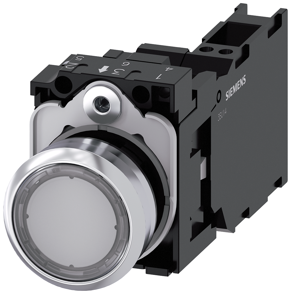 BOTÃO ILUMINADO 22 MM REDONDO METAL DE ALTO BRILHO TRANSPARENTE BOTÃO D 3SU11530AB703FA0-ZY11 SIEMENS