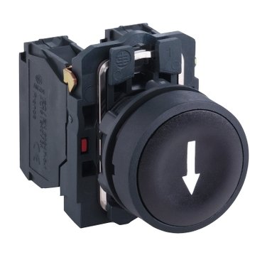 [Imagem BOTÃO 22MM PLÁSTICO  A IMPULSÃO COM SETA XB5AA3355 SCHNEIDER]