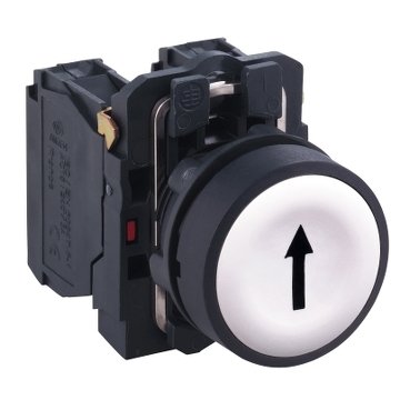 [Imagem BOTÃO 22MM PLÁSTICO  A IMPULSÃO COM SETA XB5AA3343 SCHNEIDER]