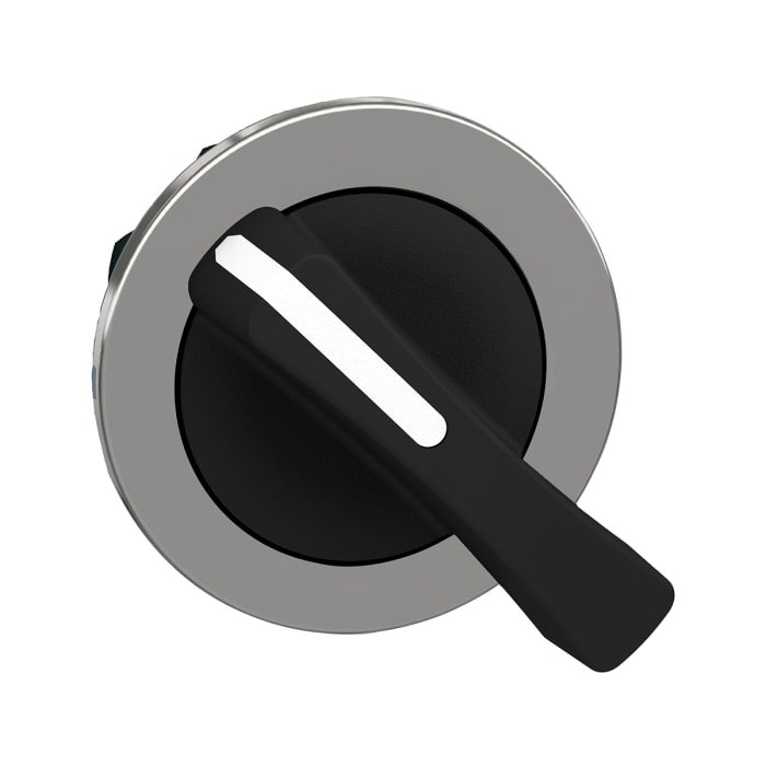 [Imagem CABEÇOTE PARA CHAVE SELETORA FACEADA Ø30MM METÁLICO 2 POSIÇÕES FIXAS MANOPLA LONGA PRETO ZB4FJ2 SCHNEIDER]