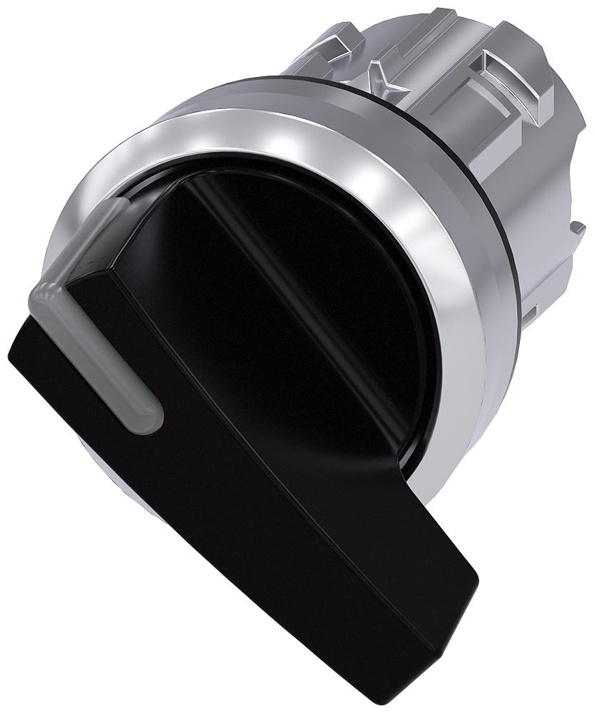 INTERRUPTOR COM MANÍPULO ILUMINÁVEL 22MM REDONDO METAL ALTO BRILHO PRETO 3SU10522CC100AA0 SIEMENS