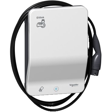 [Imagem CARREGADOR VEICULAR EVLINK SMART WALLBOX - 7,4 KW - CABO T2 ACOPLADO - RFID SCHNEIDER]