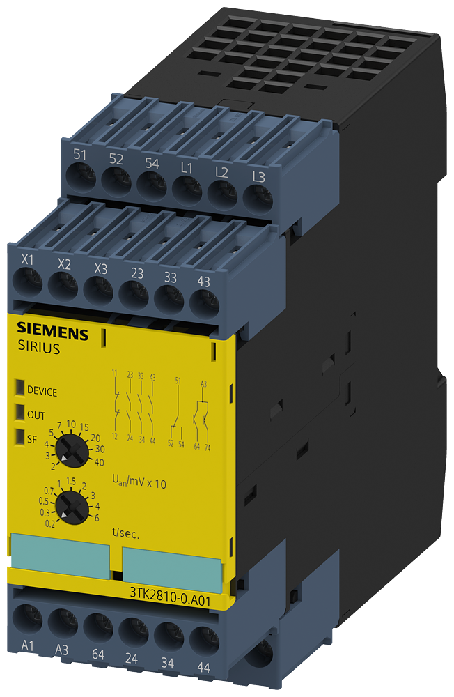 [Imagem do produto DISPOSITIVO DE COMUTAÇÃO DE SEGURANÇA MONITORAMENTO SEGURO DE PARADA, 230V CA 3TK28100GA01 SIEMENS]