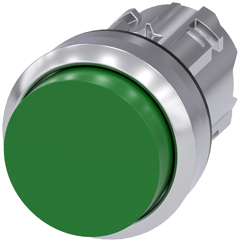 BOTÃO 22 MM REDONDO METAL DE ALTO BRILHO VERDE BOTÃO DE PRESSÃO ALTO T 3SU10500BB400AA0-ZX90 SIEMENS