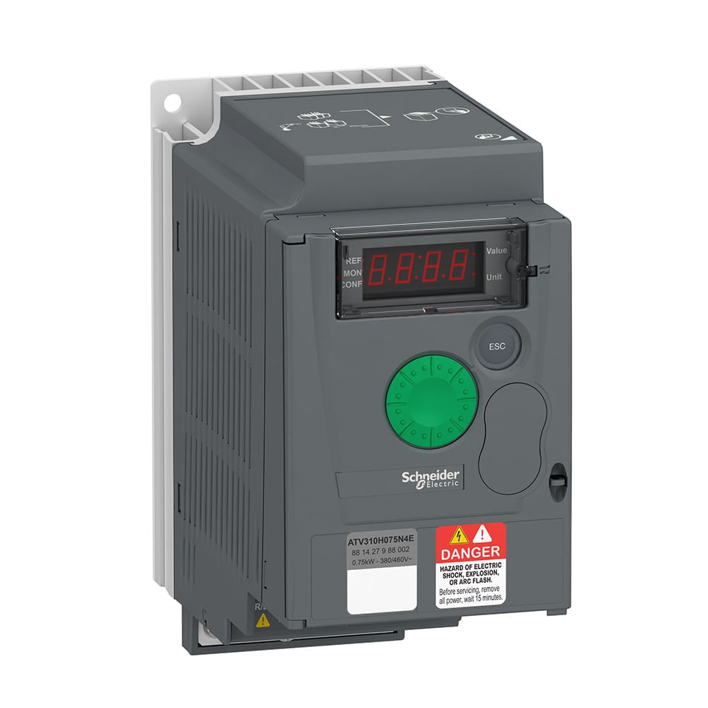 [Imagem INVERSOR DE FREQUÊNCIA TRIFÁSICO 0.75KW 2.3A 380/460V 50/60HZ ATV310H075N4E SCHNEIDER]