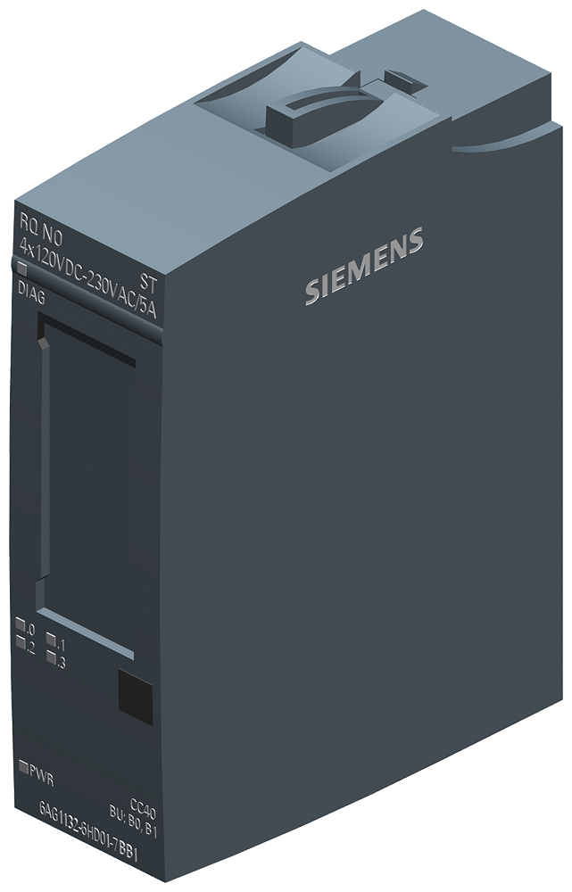 [Imagem do produto SIPLUS ET 200SP RQ 4X120 VDC ... 230 VAC/5 A NO ST-40 ... +70 °C COM CONFOR 6AG11326HD017BB1 SIEMENS]