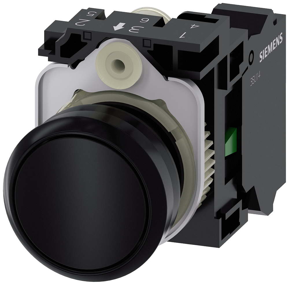 BOTÃO 22 MM REDONDO PLÁSTICO PRETO BOTÃO DE PRESSÃO PLANO RE 3SU11000AB103BA0-ZY11 SIEMENS