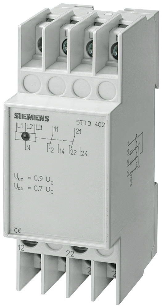 RELÉ DE TENSÃO T5570 CA 230/400 V 2W 0,7/0,9 COM TAMPA TRANSPARENTE 5TT3402 SIEMENS