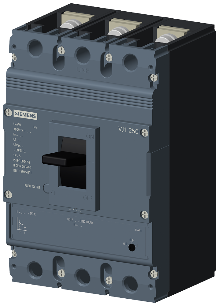 [Imagem DISJUNTOR TRIPOLAR 200-250A 36KA 380V AJ/FIX 3VJ12 3VJ12255DB320AA0 SIEMENS]